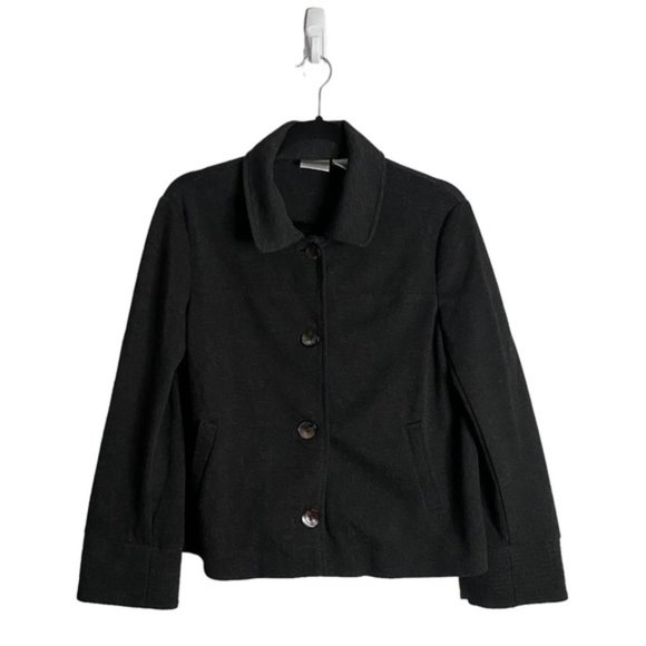 Chico's Women's Charcoal Gray Turn Down Collar Button Jacket - Picture 1 of 7